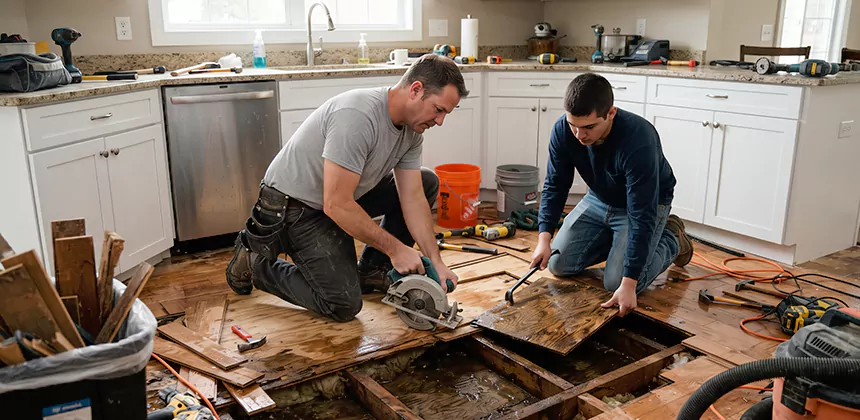 Kitchen Floor Water Damage Repair in Spanish Fork